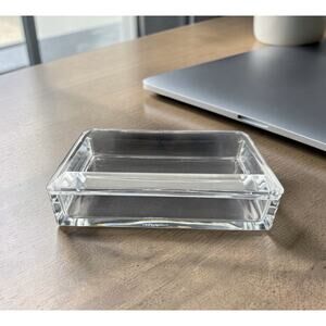 Val Saint Lambert Crystal Box Card/Cigar- 6.25" Belgium Beveled Edges Signed